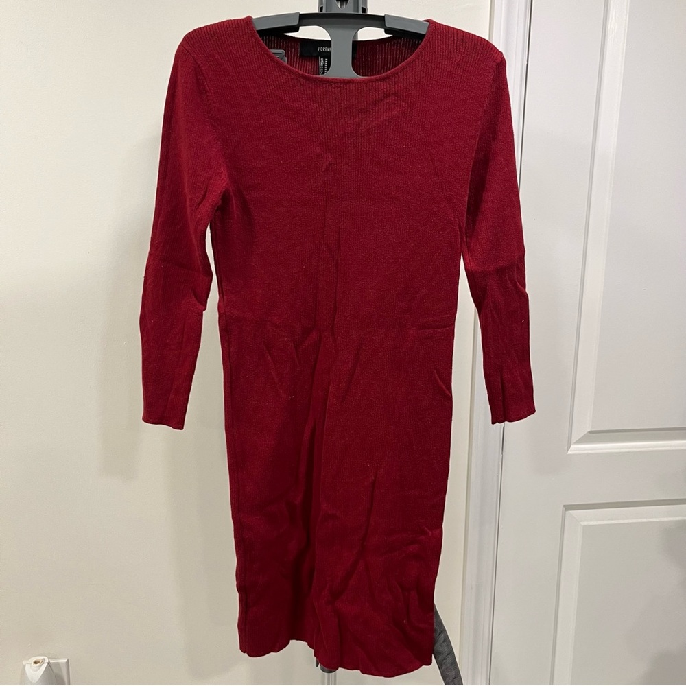 Forever 21 Ribbed Maroon Dress